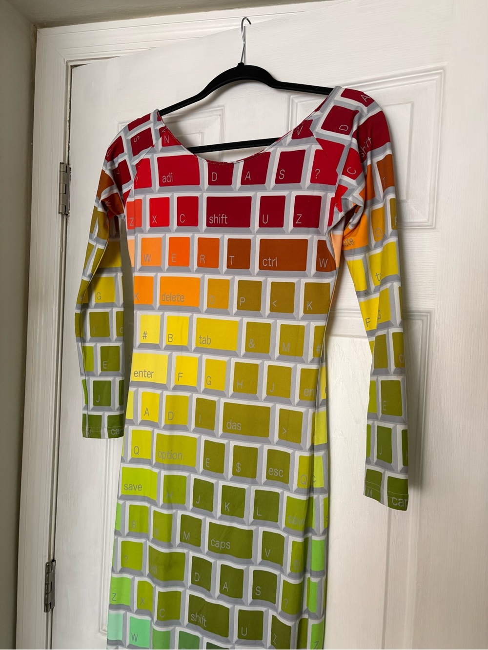 Jeremy Scott x Adidas Rainbow Keyboard-Print Long Sleeve Maxi Dress - Picture 5 of 6